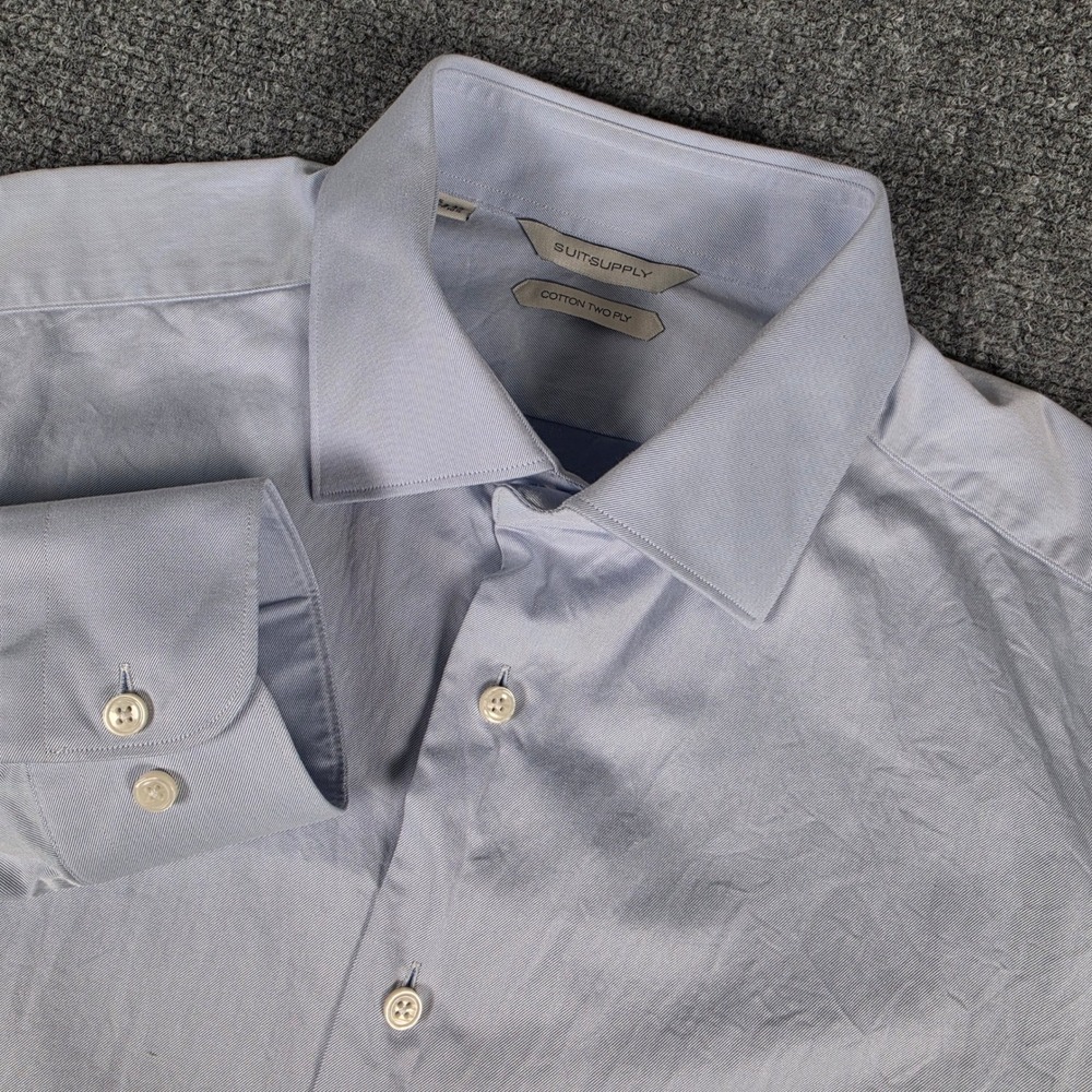 Suitsupply Dress Shirt Mens 16.5 Light Blue Tessitura Monti‎ Italian Fabric